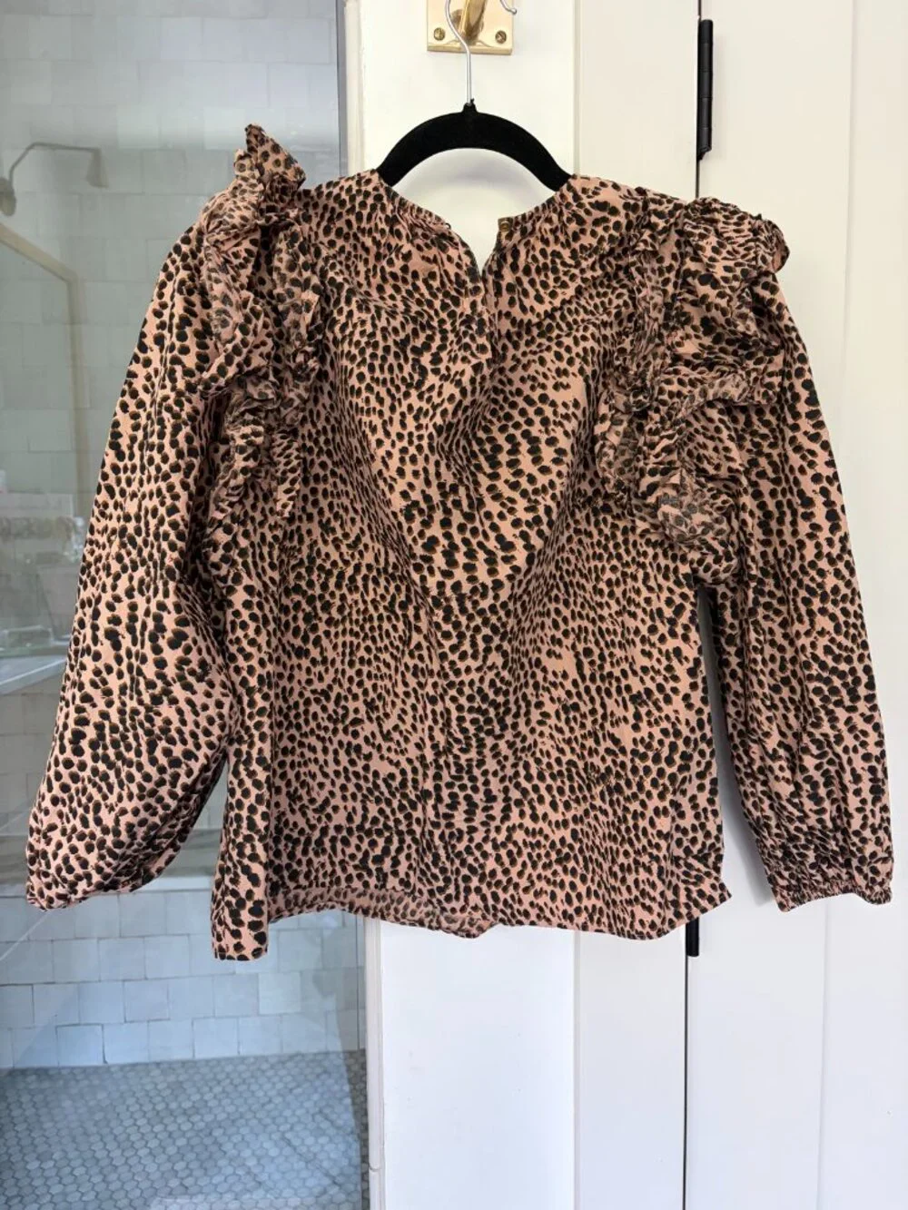 Ulla Johnson Womens 0 Leopard Ruffle Blouse